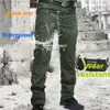Męskie dżinsy męskie spodnie taktyczne wiele kieszeni elastyczność kieszonkowa wojsko miejskie spodnie Mężczyźni Mężczyźni Slim Fat Cargo Pant 5xl 230817