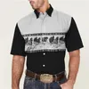 Herren -Hemdhemden Western gedrucktes Hemd Tiermuster Vintage Schwarze Outdoor Street kurzärmelige Modekleidung Designer lässig