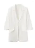 Frauenanzüge Mode Blazer Kerbe Kragen Single Button drei Viertelhülsen Chiffon White Anzug Jacken Herbst 2023 17A9098