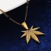 Pendant Necklaces 24K Gold Color Leaf Necklace Women Men Trendy Chain Jewelry