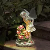 Dekorativa föremål Figurer Garden Angel Outdoor Decor Solar Drivs Harts Sculpture For Patio Lawn Yard Porch Ornament Housewarming Gift 230817