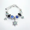 Länk armband mode glans lyxig blå blomma hänge stjärna konstgjorda zirkonpärlda legering armband kvinnor gåva smycken