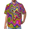 Camisas casuais de homens brilhantes camisa de férias abstrato impressão líquida havaiana mass y2k blusas de mangas curtas roupas gráficas