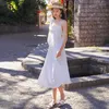 Robes décontractées Femmes Long White Slip Robe Summer 2023 Pisse élégante Vintage Coréen Backless Sundress Honeymoon Vacation Party Vestidos