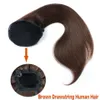 Koronkowe peruki 4# ciemnobrązowy kolor prosty ogon Human Hair Brazylian Remy Clip w 2 grzebicie 100/150G Tail 230817