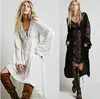 Основные повседневные платья Teelynn платья с длинным рукавом женская туника винтажная цветочная вышитая хлопковое длинное платье vestidos hippie boho асимметричная халата 230818