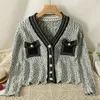 Womens Knits Tees ITOOLIN Autumn Women Elegant Cardigan Sweater VNeck Chic Pearl Button Knitted Shirt Winter For Casual Coat 230818