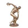 Estatuetas decorativas 34 cm Modern Creative Creative Discus Thrower Sports Sculpture Office Decoration Character Resin estátua Ornamentos de estátua em casa