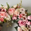 Inne imprezy imprezowe 35 cm sztuczna jedwabna róża wieniec kwiat Fałszywka girlandia na dekorację ślubną ścianę drzwi wisząca kwiat 230816