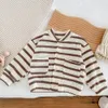 Giacche ragazzi cappotti in cotone a strisce primaverili autunno abbigliamento boutique per bambini casual outwear 230818