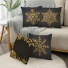 Kudde Golden Christmas Throw täcker 40/45/50 cm Shining Xmas Snowfakes Balls Black Pudow Case For Sofa Couch Home Decor