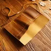 Cowhide Pencil Case Pen Roll Up Bag Retro Multifunktionell förvaring College Art Stuff Organizer Wrap Foldbar Tool Pouch Box