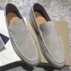 Sapatos embelezados sapatos planos calçados calçados calçados de fábrica de verão Walk Salue de camurça de couro Casual Slip no designer de luxo Loro piana homem mulher