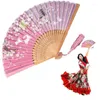 Decorative Figurines Handmade Bamboo Hand Fan Vintage Style Silk Chinese Folding Framed Antiquity Charming Elegant