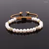 STRAND HOGE KWALITEIT zoetwaterparel kralen CZ Charm Macrame verstelbare armband vrouwen