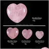 Stone Loose Beads Jewelry 2Omm 25Mm Love Hearts Natural Crystal Craft Ornaments Rose Quartz Healing Crystals Energy Reiki Gem Living R Dh80I
