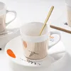 Mugs Mirror Reflection Coffee Cup Plate Luxury Afternoon Tea Set Ceramic Running HorsedeerHummingBird Mug WY80114 230817