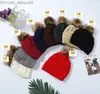 Beanie/Skull Caps Niños Adultos Gorro de invierno grueso y cálido para mujeres Cable elástico suave Pompones de punto Gorros Sombreros Mujeres Skullies Gorros Chica SkiCap Z230819