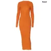 Basis Casual jurken Kaaazi elegante bodycon lange mouwen jurk voor vrouwen 2023 Solid o nek Fairycore zomer maxi vakantie mode avondjurk 230817