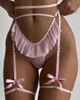 Ensemble sexy lingerie sexy lingerie rose rose clair strings creux et tenues érotiques sissy sèches femme sans couture femme 3 pièces fée intime 230808