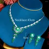 Collier Boucles d'oreilles Set Pera 2023 Summer Luxury Vintage Green Flower Crystal Wedding For Women Bridal Jewelry Party Accessoire J396