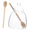 Dijksiesets glas honing jar pot siroop dispenser jam container praktisch handig huisdeksel