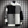 Мужские свитера 897504629 Мужской красивый зимний клетчатый свитер Harajuku S Джемпер Толстый теплый пуловер с воротником для мужчин Высокое качество Мужской