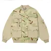 Mäns jackor Mens Cargo Multi-Pocket Tactics Jacket 2023 Autumn Male Outdoors Hombre Casual Camp Desert Camouflage Loose Baseball