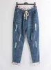 Kvinnors jeans stor storlek L-6xl denim rippade enkel mode av hög kvalitet byxor trend direktförsäljning lös casual harem kvinnor