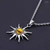 Pendant Necklaces Fashion Punk Retro Color Black Stainless Steel Vintage Sun Eye Flame Cone Pendants Necklace Jewelry For Cool Men