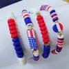 STRAND 4-delige set gekleurde aardewerkarmband usa vlag de Amerikaanse sieraden parel pulsera