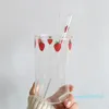 Bicchieri da vino Strawberries Cucia di vetro con paglia da 300 ml da 10 once di fragole di fragole spesse