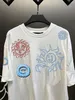 2023ss Fashion Brand Sun Fish Pattern Embroidery Oversized Cotton T-shirt Casual Loose Women's T-shirt Reverse T-shirt