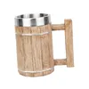 Mugs Barrel Bière Tasse 600 ml Piette centrale Portable Vintage Grande capacité Café de nouveauté polyvalente pour Pub Camping Cafe KTV Home