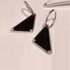 Popular ohrringe metal stud earings designer for womens triangle earing clips silver plated black white drop luxury earring luxury jewerly ZB044