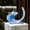 Decoratieve objecten Figurines Unieke ornamenten Creative Sea Wave Sculpture eetkamer decoratie accessoires transparante hars art 230817