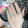 Кластерные кольца 925 Стерлинговое серебро с высоким углеродным бриллиантовым кольцом камеллии для женщин обаяние свадебная вечеринка