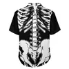 Herren lässige Hemden Halloween Skeletthemd Ripp Cage und Becken Spooky Urlaub losen hawaiianischen Trendblusen Kurzarm Kleidung