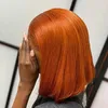 Wig Women's Chemical Fiber Head Cover Orange Split Wave Short Straight Hair Rose Mesh Wig 230818
