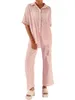 Женская одежда для сна женщины пижама набор кардиган рубашка пуговица свободная брюки дышащие лаунджвалочки PJS повседневная летняя одежда