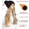 Perruques synthétiques SHANGZI chapeau perruque synthétique longue perruques ondulées avec chapeau béret tricoté mode noir automne hiver casquette cheveux perruque cheveux 2022 HKD230818