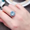 Clusterringe Meibapj natürlicher blauer Topaz Blumenmode Ring für Frauen Real 925 Sterling Silber Fine Hochzeit Schmuck