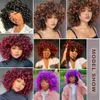 Synthetic Wigs Short Curly Wine Red Wig with Bangs Afro Kinky Curly Wig Bouncy Fluffy Synthetic Hair Wigs For Black Women Cosplay Party Wig HKD230818