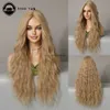 Synthetic Wigs Long Wavy Curly Blonde Wigs for Women Natural Mid Parting Synthetic Wigs Daily Use Heat Resistant Party Fake Hair HKD230818