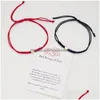Bracelets de charme Love Heart Handmade Bracelet para homens Ajustável Desejo boa sorte Red Strings Casal de joias de amizade Gret Drop Dhtfb