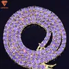 Lifeng Schmuck spezialisiert Custom Custom 8mm Single Row Out VVS Moissanite Purple 18K Gold 925 Sterling Silber Tenniskette