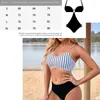 Roupa de banho feminina Simias listradas verão sexy de biquíni definido canto plano troncos de natação praia antiga praia