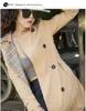 Women's Trench Coats Lapel Coat Pliad Autumn Double-breasted Medium-long Women