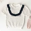 Pullover Summer Baby Girls Thinte dzianin Sweters Fuffle Backless Ubranie maluchów dzieci pulloczy