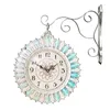 Wandklokken luxueuze dubbele klok 360 ° roterende marineblauwe woonkamer decoratiehars hangend horloge home decor